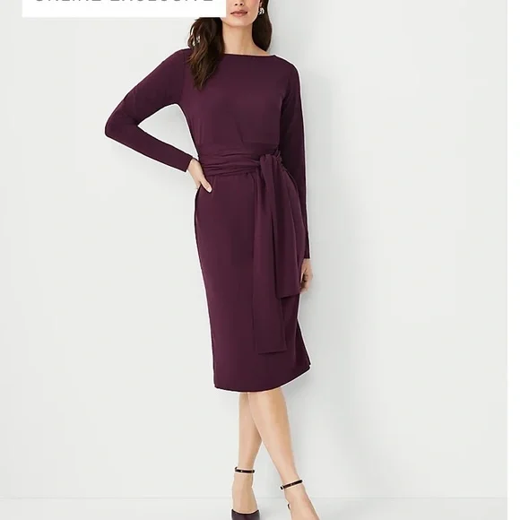Ann Taylor | Dresses | Ann Taylor Tie Waist Long Sleeve Sheath Dress |  Poshmark